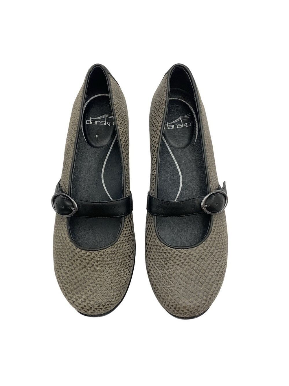 Dansko Orla Mary Jane Comfort Shoes Sz 39 Grey Snakeskin Print Leather Buckle
